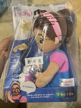 Ms. Rachel Plush Doll in Pink and Blue Outfit